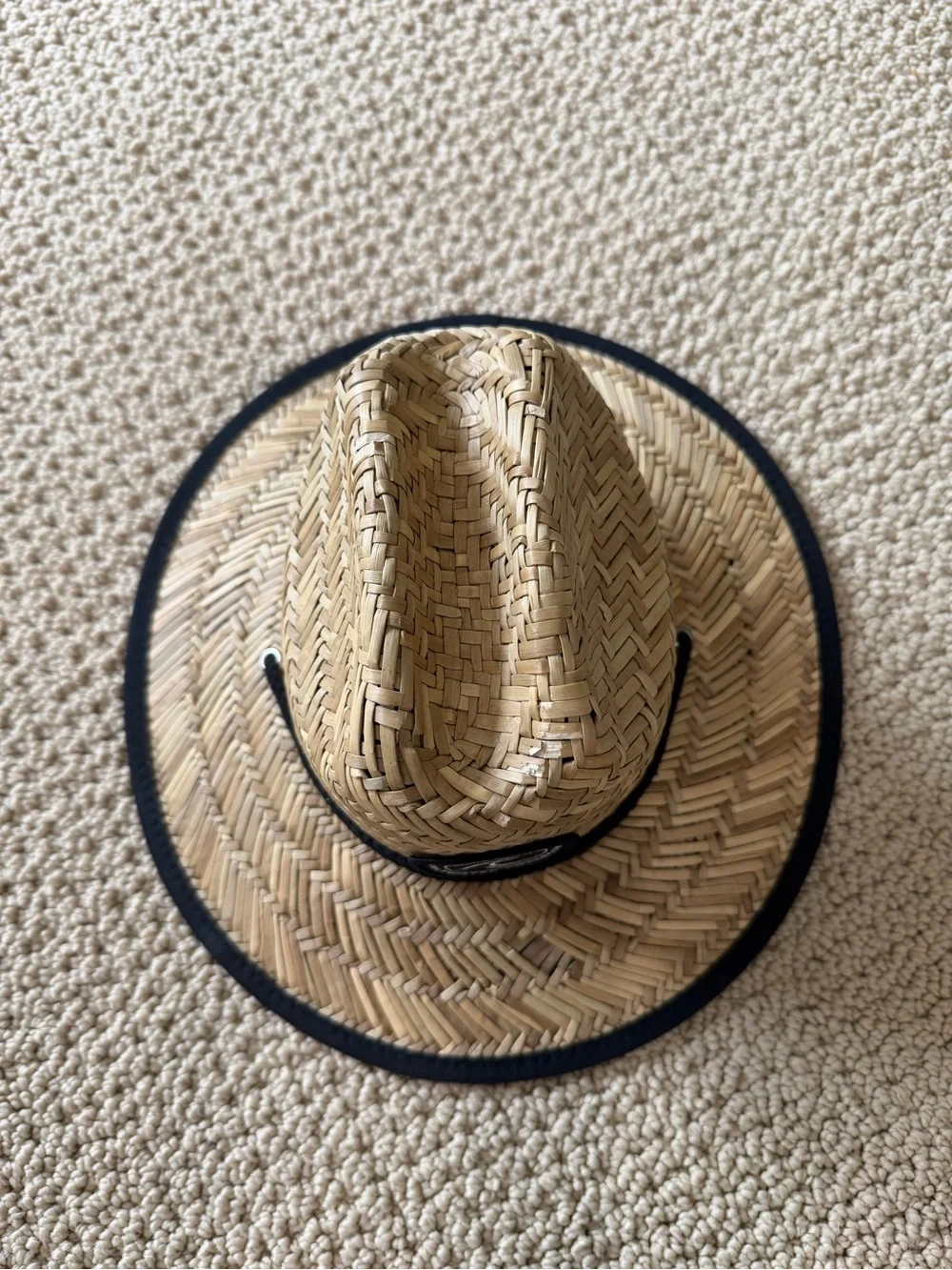 Binky bro infant Straw Sun Hat - Natural with Black Trim
